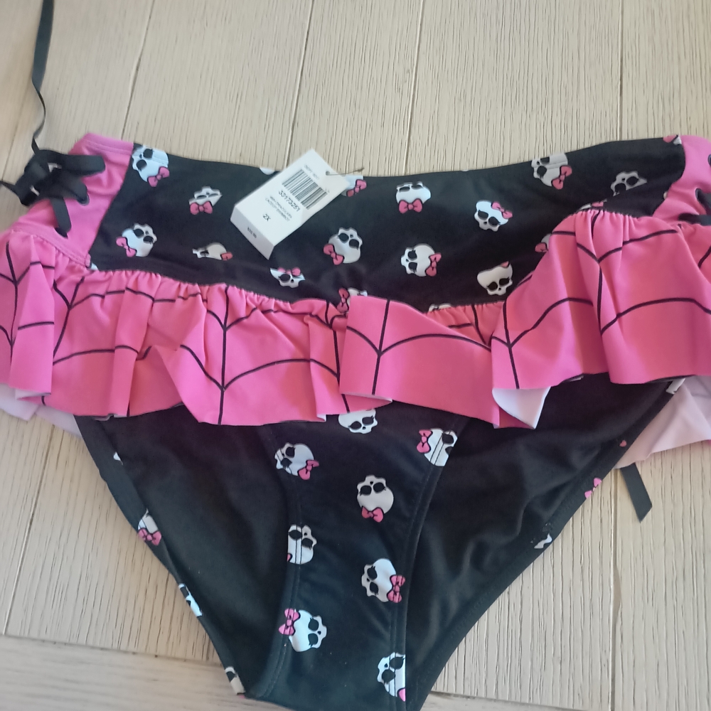 Hot Topic Black and Pink Skull Bikini Bottoms